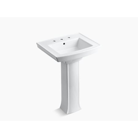 Kohler Archer Pedestal Bathroom Sink W/ 8 Widespread Faucet Holes 2359-8-0